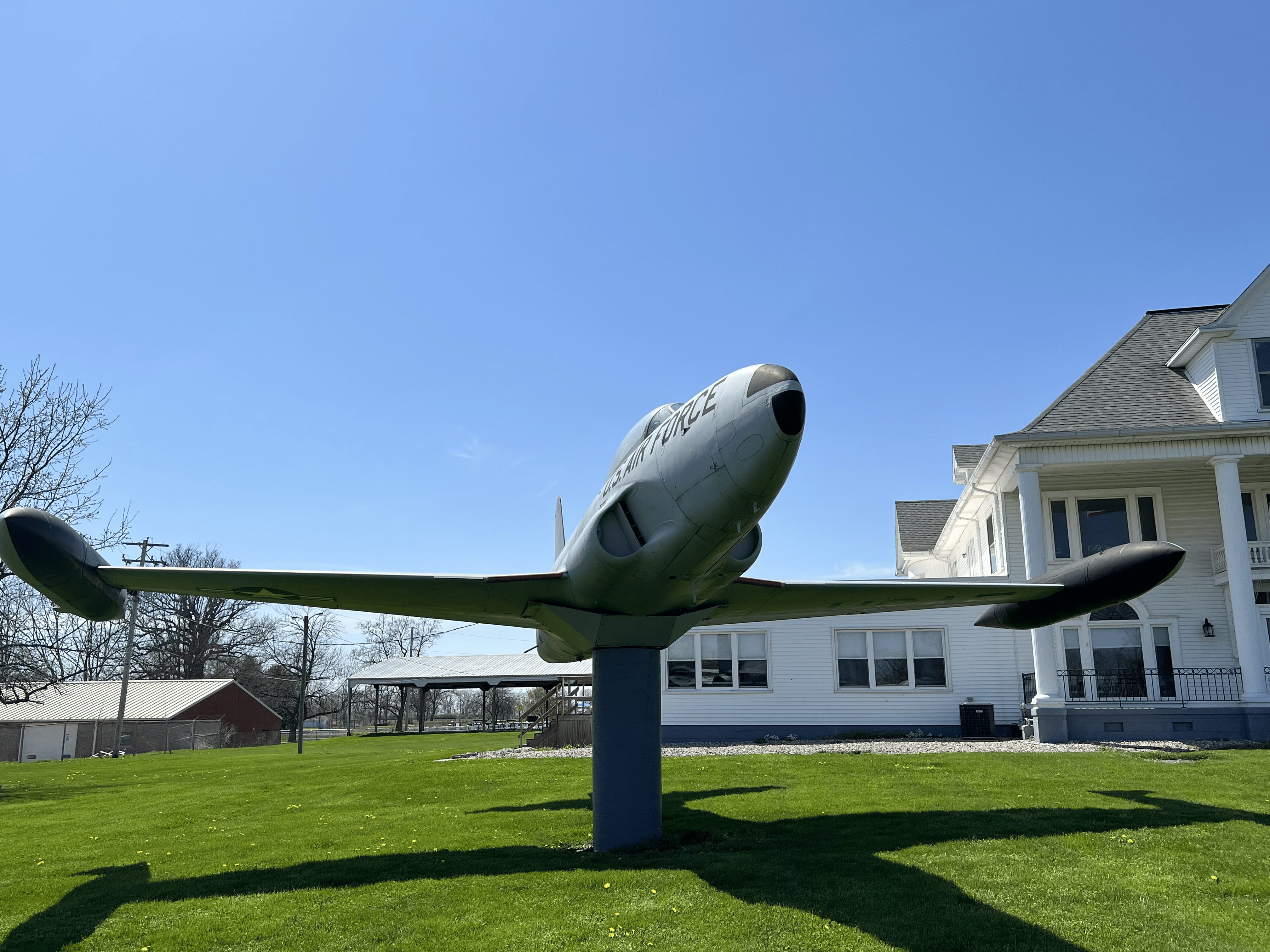 U.S. Air Force jet memorial mounted on the Post grounds